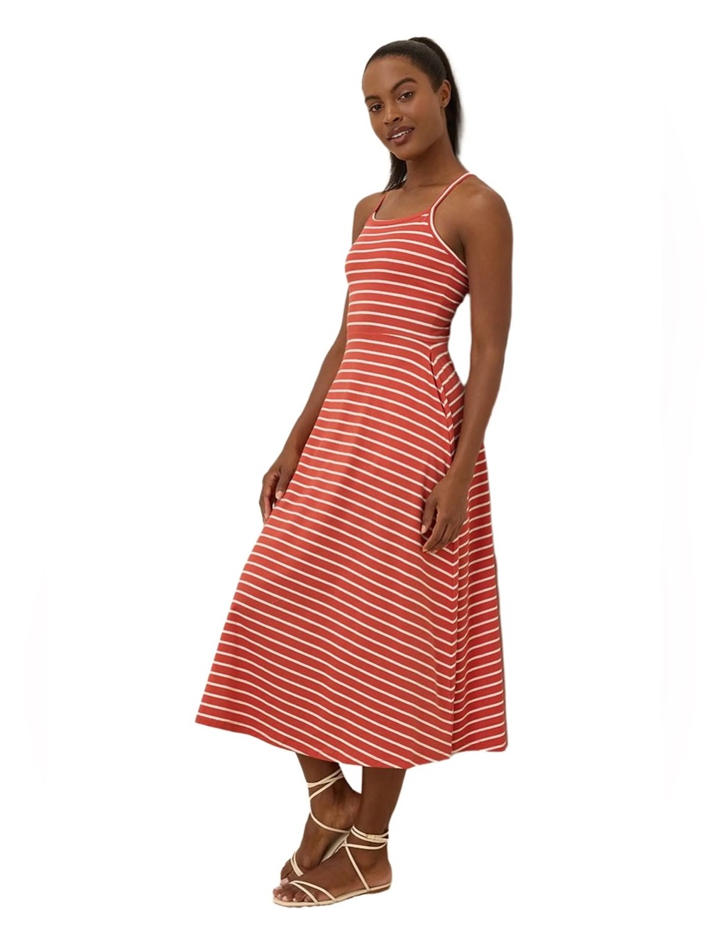 Pact Women's Fit & Flare Midi Dress Large Short Daytripper Stripe